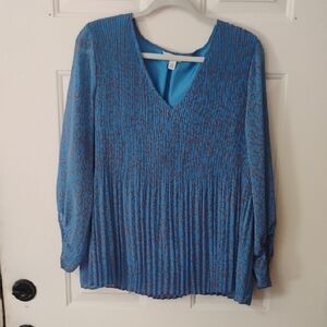 Nine West Blue and Gray Textured Blouse